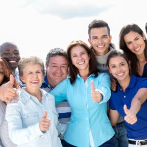 A group of people showing Thumbs up and Smiling